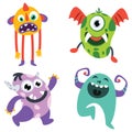 Set Of Cute Colorful Monsters