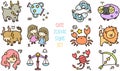 Set of cute and colorful zodiac signs