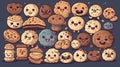 Set of cute cookies with different emotions