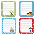 Set of cute creative cards with pirate and pirate objects. Royalty Free Stock Photo