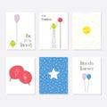 Set of 6 Cute Creative Cards Templates With Friend Theme Design. Hand Drawn Card.