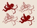 Set of cute Cupid silhouettes. vector illustration