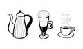 Set of cute decorative hand drawn coffee supplies Royalty Free Stock Photo