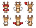 Set of cute dee mascot character with different poses cartoon