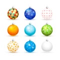 Set of cute different colourful realistic christmas balls on white Royalty Free Stock Photo