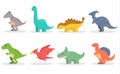 Set of cute dinosaur, brontosaurus and triceratops Royalty Free Stock Photo