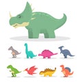 Set of cute dinosaur, brontosaurus and triceratops Royalty Free Stock Photo