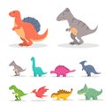 Set of cute dinosaur, brontosaurus and triceratops Royalty Free Stock Photo