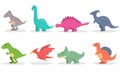 Set of cute dinosaur, brontosaurus and triceratops Royalty Free Stock Photo