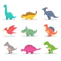 Set of cute dinosaur, brontosaurus and triceratops Royalty Free Stock Photo