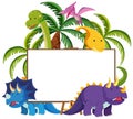 Set of cute dinosaurs with blank banner isolated on white background Royalty Free Stock Photo