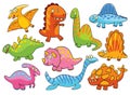 Set of cute dinosaurs. Colorful cartoon characters Royalty Free Stock Photo