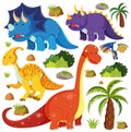 Set of cute dinosaurs isolated on white background Royalty Free Stock Photo