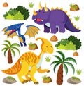 Set of cute dinosaurs isolated on white background Royalty Free Stock Photo