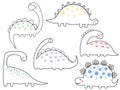 Set of cute dinosaurs. Vector illustration for kids, nursery, poster, postcard, birthday.