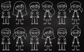 Set of Cute and Diverse Chalkboard Stick People in Vector Format Royalty Free Stock Photo