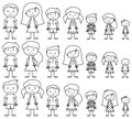 Set of Cute and Diverse Stick People in Vector Format Royalty Free Stock Photo