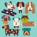 Set a cute dogs head flat collection Royalty Free Stock Photo