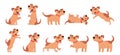 Set of Cute Dogs, Pets, Domestic Animals Walking, Sitting, Jumping, Giving Paw. Funny Cartoon Characters, Joyful Puppy Royalty Free Stock Photo