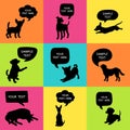 Set of Cute Dogs Silhouette With Speech Bubbles. Royalty Free Stock Photo