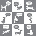 Set of Cute Dogs Silhouette With Speech Bubbles. Royalty Free Stock Photo