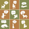 Set of Cute Dogs Silhouette With Speech Bubbles. Royalty Free Stock Photo