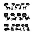 Set of Cute Dogs Silhouette With Speech Bubbles. Royalty Free Stock Photo
