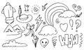 Set of cute doodle hand drawing on white background Royalty Free Stock Photo