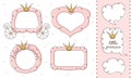 Set of cute doodle mirrors. Princess vector element of design.