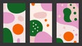 Set cute doodle pattern backgrounds with abstract shapes. Collection vertical abstract templates for social media story