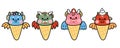 Set of cute dragon various flavor ice cream on white background.Chinese animal