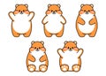 Set of cute drawn hamsters. Kawaii hamster in different poses. Collection of avatars mascots funny character animal Royalty Free Stock Photo