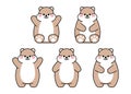 Set of cute drawn hamsters. Kawaii hamster in different poses. Collection of avatars mascots funny character animal Royalty Free Stock Photo