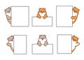 Set of cute drawn hamsters. Kawaii hamster with a frame for text with a note divider. Collection of avatars mascots