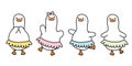Set of cute duck in ballet concept various poses.Farm animal cartoon