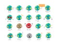 set cute earth characters with different emotions cartoon mascot globe personages collection save planet concept Royalty Free Stock Photo