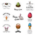 Set of cute Easter cartoon characters and design elements. Vector illustration. Royalty Free Stock Photo