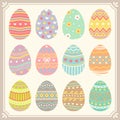 Set of Cute Easter Egg with Decorative Design