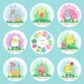 Set of Cute Easter stickers, insulated.