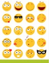 Set of cute Emoticons. Emoji and Smile icons. on white background. vector illustration.