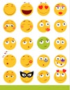 Set of cute Emoticons. Emoji and Smile icons. on white background. vector illustration.