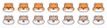 Set of cute faces drawn hamsters. Kawaii hamster with different facial expressions. Collection of avatars mascots funny Royalty Free Stock Photo