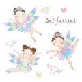 Set of cute fairies. Tooth fairy. Vector illustration