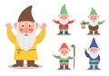 Set of cute fairytale garden gnome character.