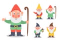 Set of cute fairytale garden gnome character.