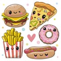 Set of cute fast food