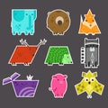 Set of cute flat kids geometrical animals stickers