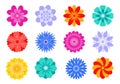 Set of cute flower icons in silhouette isolated on white. Vector flat illustration Royalty Free Stock Photo