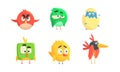 Set of Cute Funny Birds, Colorful Little Birdies with Funny Faces Cartoon Vector Illustration Royalty Free Stock Photo