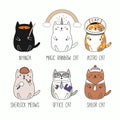 Set of cute funny cats